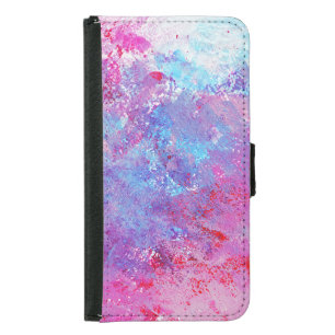 Creative pink-blue texture, paint blots. samsung galaxy s5 wallet case