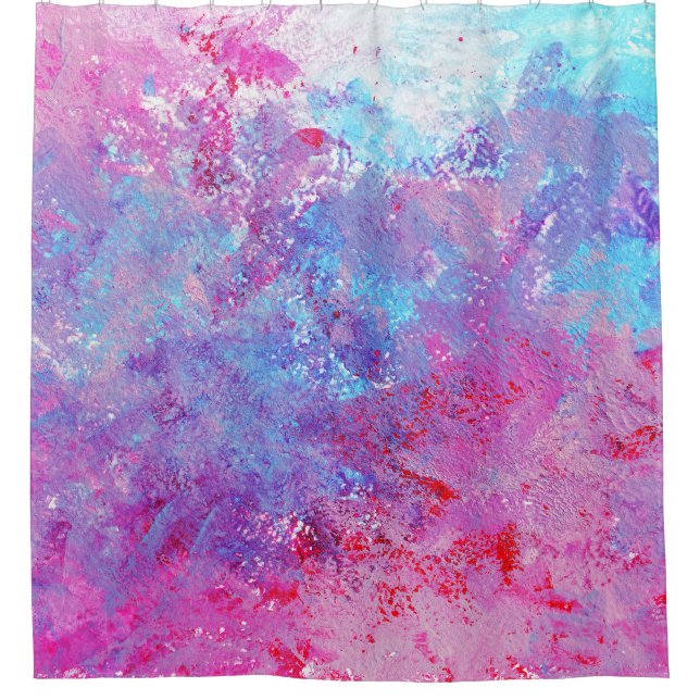 Creative pink-blue texture, paint blots. shower curtain (Front)
