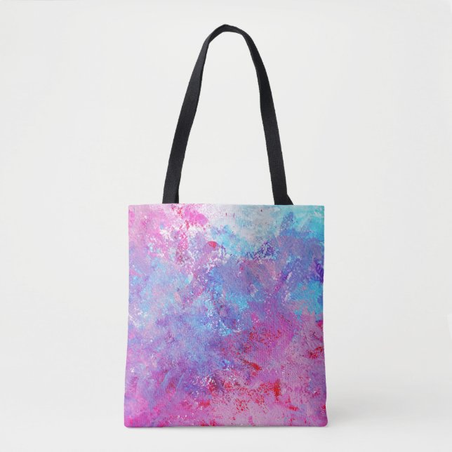Creative pink-blue texture, paint blots. tote bag (Front)