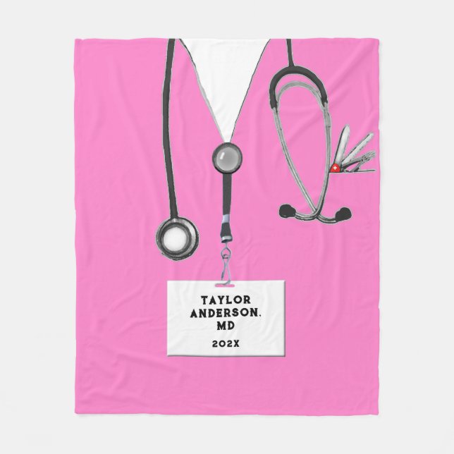 Creative Pink Scrubs Fleece Blanket (Front)