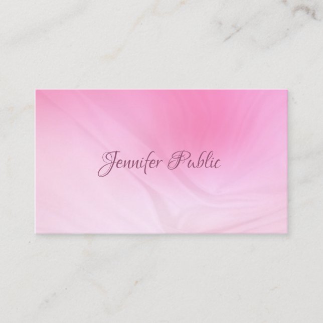Creative Pink Template Calligraphy Script Modern Business Card (Front)
