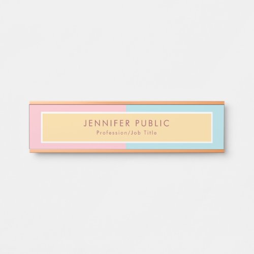 Creative Pink Yellow Blue Modern Template Rosegold Door Sign