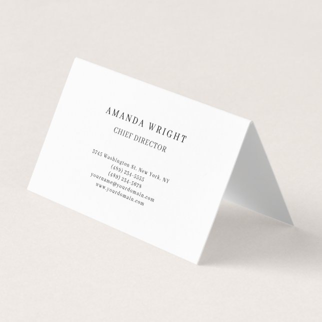 Creative Plain Simple White Attractive Stylish Business Card (Front)