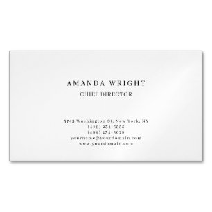 Creative Plain Simple White Attractive Stylish Business Card Magnet