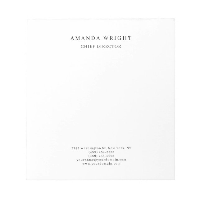Creative Plain Simple White Attractive Stylish Notepad (Front)