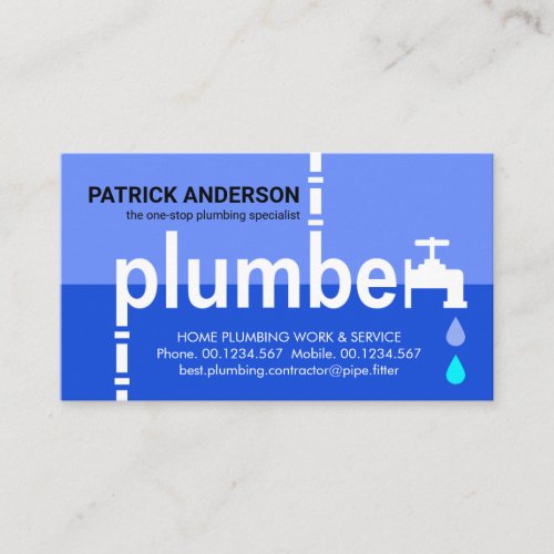 Creative Plumber Faucet Signage Blue Flood Waters Business Card