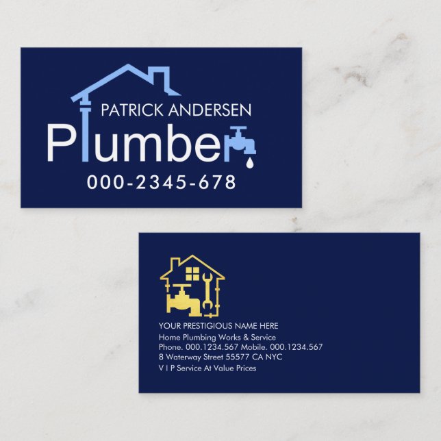 Creative Plumber Home Piping Business Card (Front/Back)