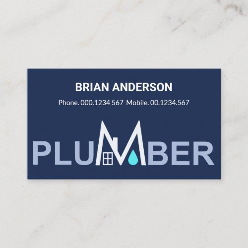 Creative Plumber Letter_M Signage Plumbing Service Business Card