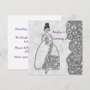 Creative Princess Coloring Book Style 4th Birthday Invitation