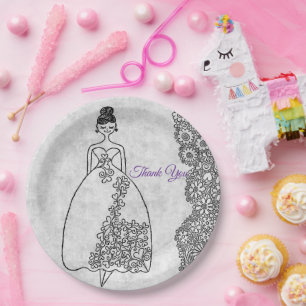 Creative Princess Coloring Book Style 4th Birthday Paper Plates