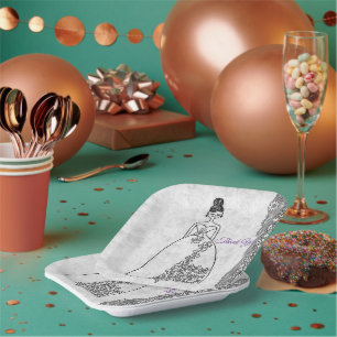 Creative Princess Coloring Book Style 4th Birthday Paper Plates