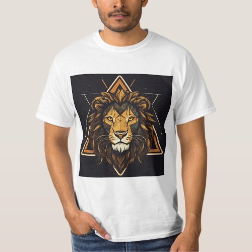Creative Printed T_Shirt for Unisex Lion face 