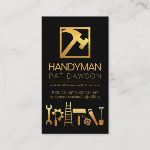 Creative Professional Gold Handyman Tools Hammer Business Card