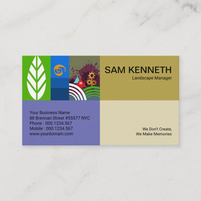 Creative Professional Landscaping Motif Business Card (Front)