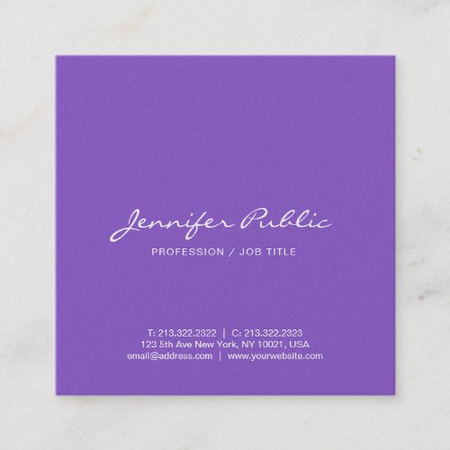 Creative Professional Modern Elegant Violet Luxe Square Business Card