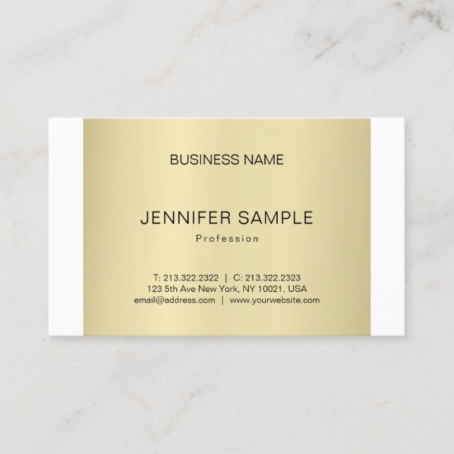 Creative Professional Plain Modern Elegant Gold Business Card (Front)