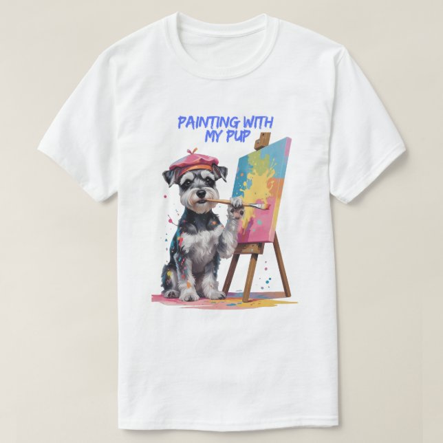 Creative Pup – The Artistic Miniature Schnauzer T-Shirt (Design Front)
