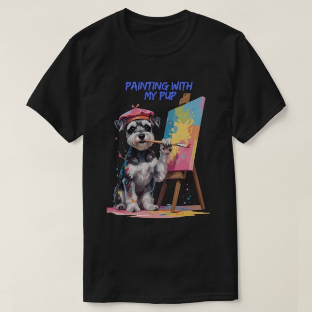 Creative Pup – The Artistic Miniature Schnauzer T-Shirt (Design Front)