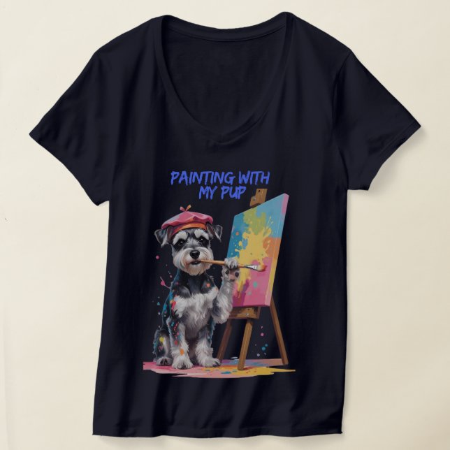 Creative Pup – The Artistic Miniature Schnauzer T-Shirt (Laydown)