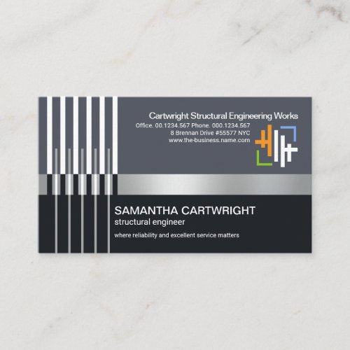 Creative Re_bar Stripes Steel Column Engineering Business Card