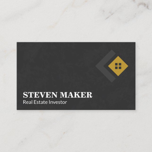 Creative Realtor Logo | Black Texture Business Card (Front)