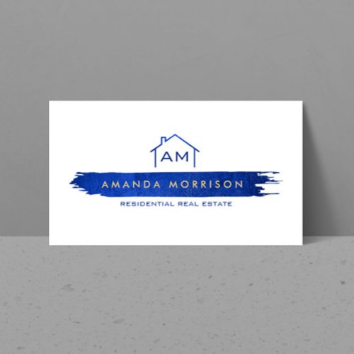 Creative Realtor Real Estate Home Paint Swash Blue Business Card