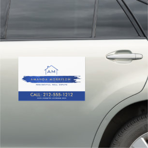 Creative Realtor Real Estate Home Paint Swash Blue Car Magnet