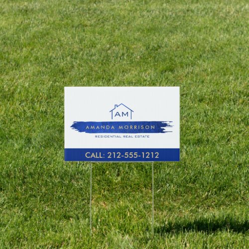 Creative Realtor Real Estate Home Paint Swash Blue Sign