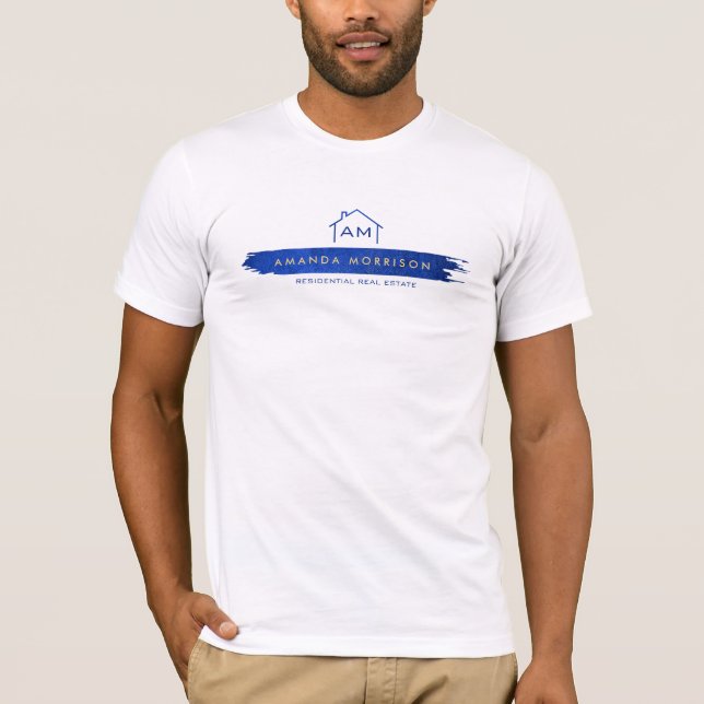 Creative Realtor Real Estate Home Paint Swash Blue T-Shirt (Front)