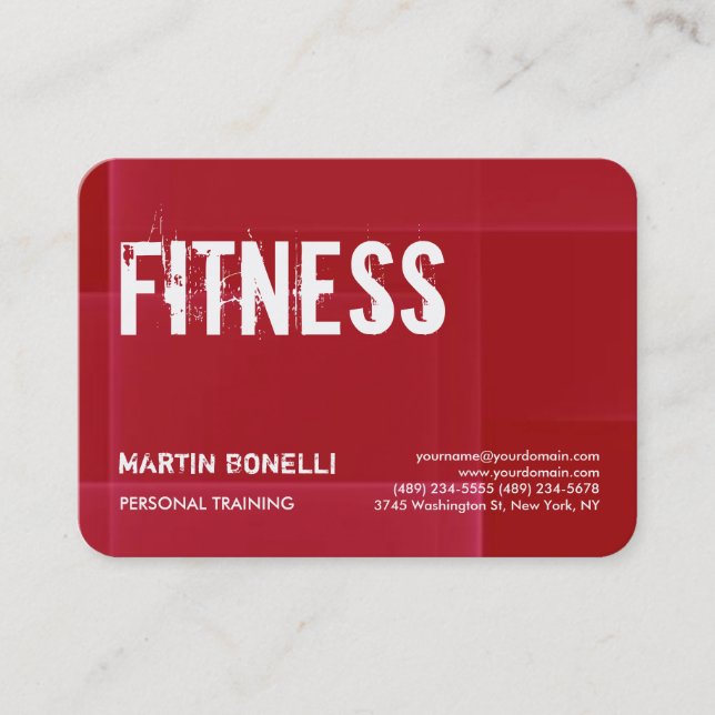 Creative Red Dynamic Personal Trainer Sport Trendy Business Card (Front)