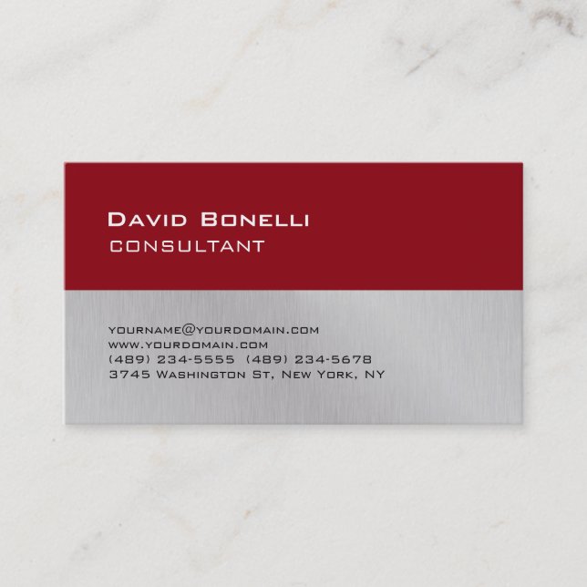 Creative Red Grey Consultant Manager Business Card (Front)