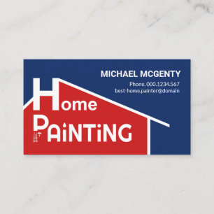Creative Red Home Rooftop Building Painting Business Card