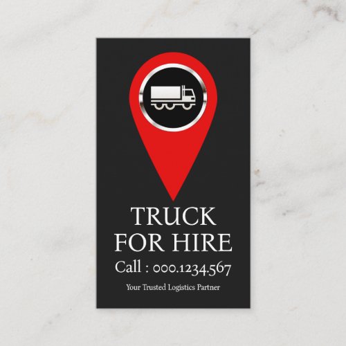 Creative Red Location Icon Trucker Business Card
