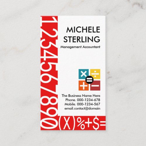 Creative Red Numbers Frame Financial Business Card