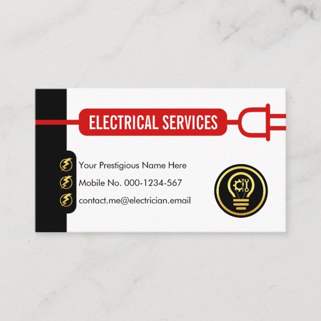 Creative Red Power Plug Line Circuit Business Card (Front)
