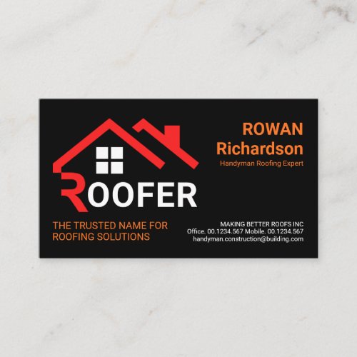 Creative Red Roof Signage Roofing Business Card