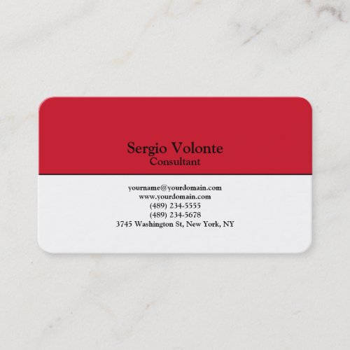 Creative Red White Trendy Plain Stylish Simple Business Card