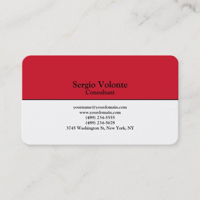 Creative Red White Trendy Plain Stylish Simple Business Card (Front)