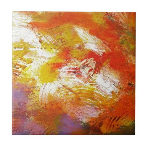 Creative Red Yellow Abstract Art Tile