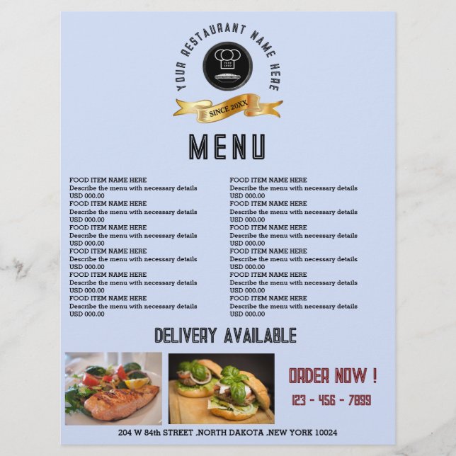 Creative Restaurant Menu Food  Flyer (Front)