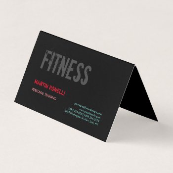 Creative Retro Black Grey Dynamic Personal Trainer Business Card by made_in_atlantis at Zazzle