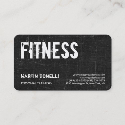 Creative Retro Black Grey Dynamic Personal Trainer Business Card