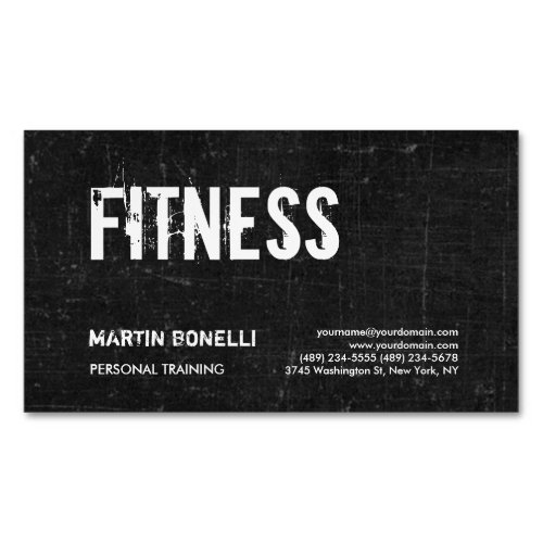 Creative Retro Black Grey Dynamic Personal Trainer Business Card Magnet