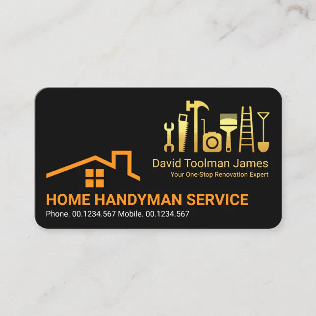 Creative Rooftop Gold Construction Tools Business Card Zazzle