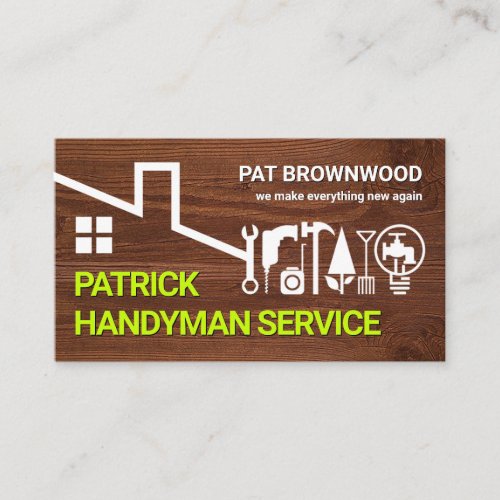 Creative Rooftop Handyman Tools Border Business Card