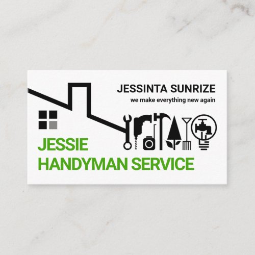 Creative Rooftop Handyman Tools Border Business Card