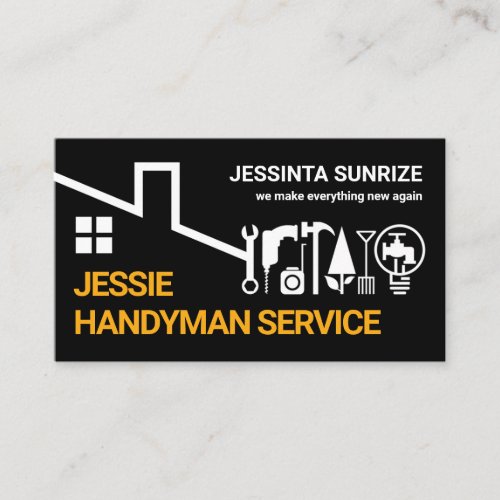 Creative Rooftop Handyman Tools Border Business Card
