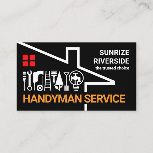 Creative Rooftop Home Repair Tools Business Card