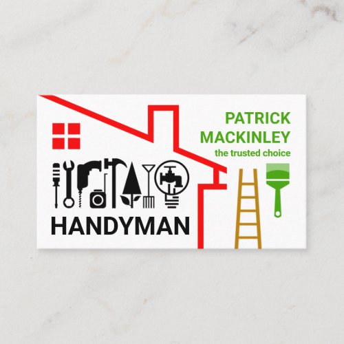 Creative Rooftop Home Repair Tools Business Card