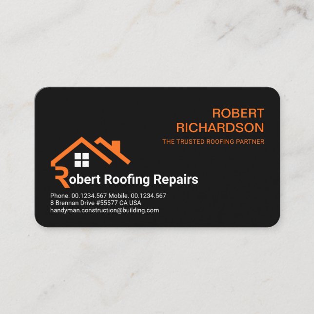 Creative Rooftop Letter-R Roofing Business Card (Front)